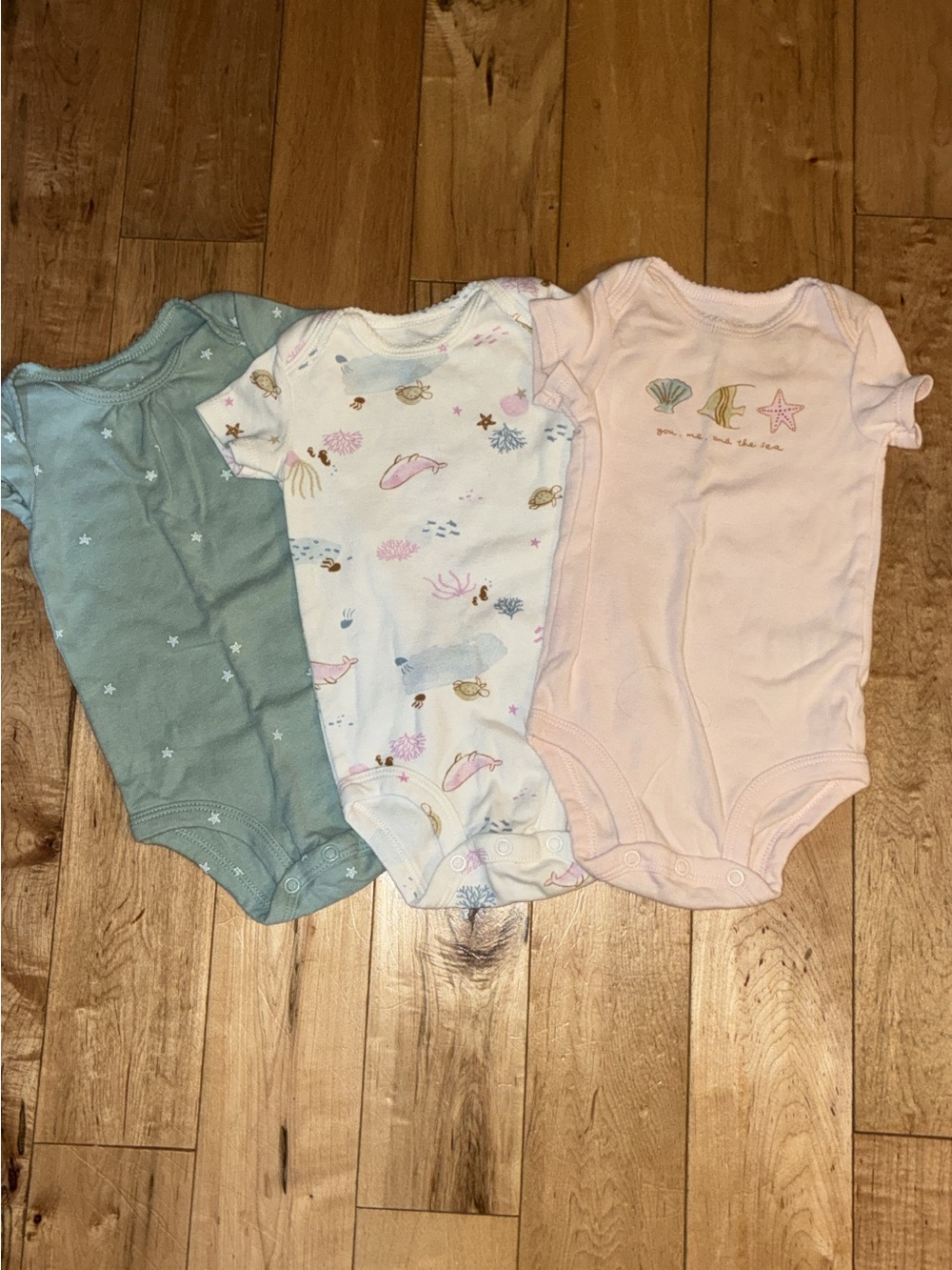 Carter's 3-Pack Baby One-Pieces in Pink, White, and Sage 6 months